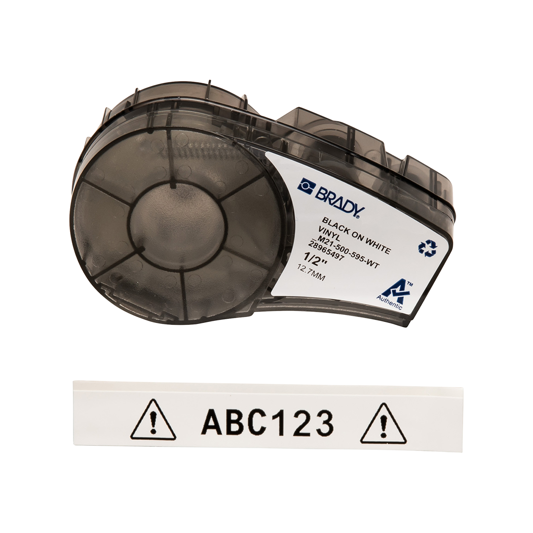 Cartucho Etiquetas, Negro/Blanco, 1/2 pulg x 21 pies | ID+Safety