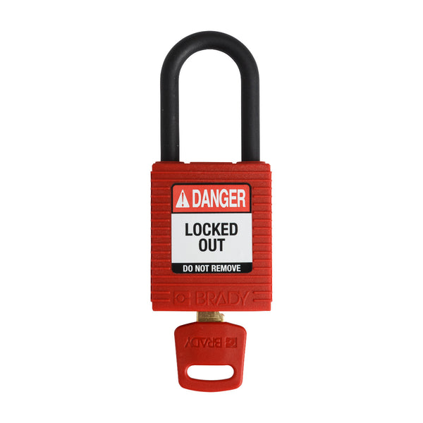 Candado de seguridad de nailon rojo con arco metálico con llaves diferentes